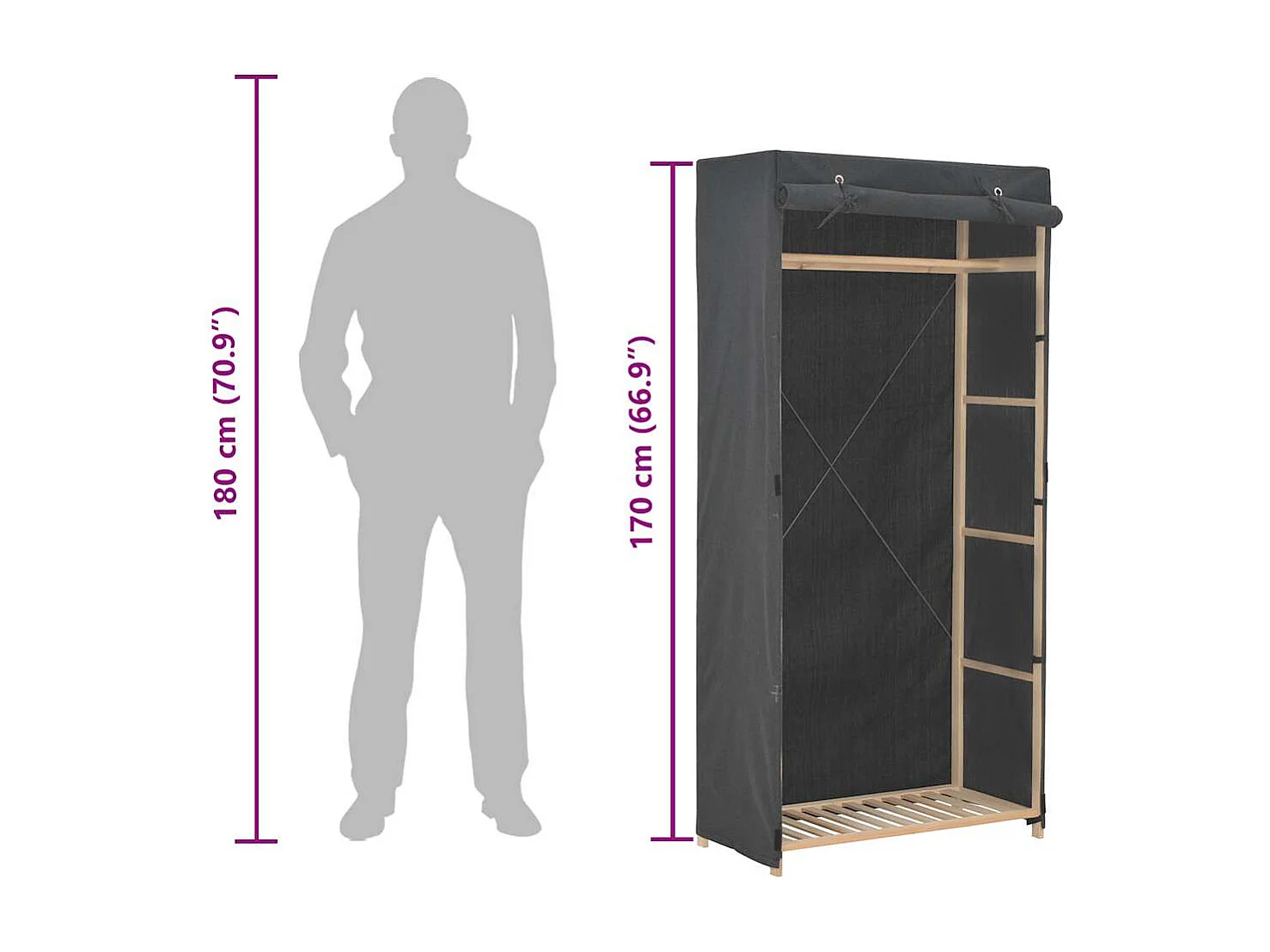 Garde-robe Gris 79 x 40 x 170 cm Tissu