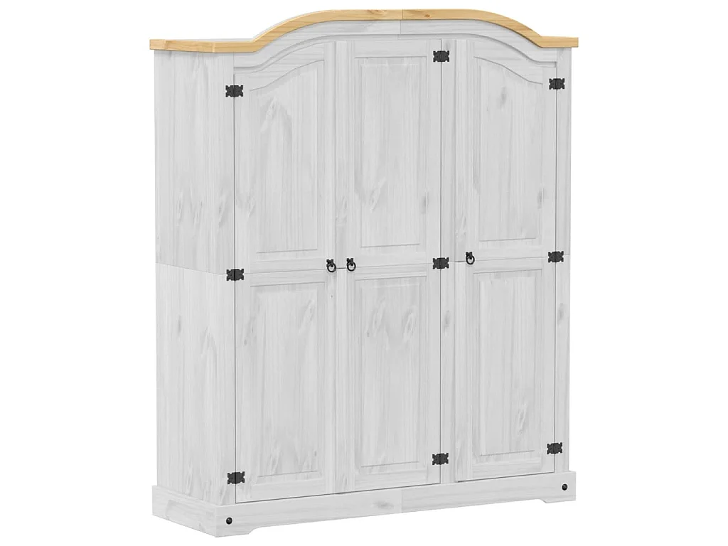 Armadio Corona Bianco 151,5x52x186 cm in Legno Massello di Pino