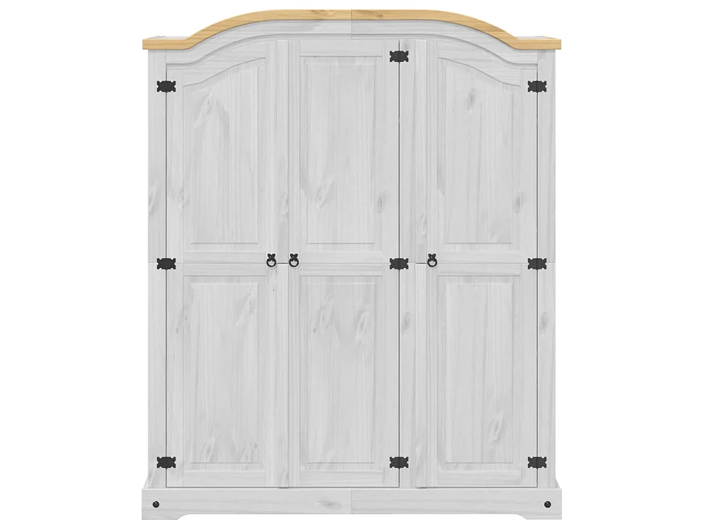 Armadio Corona Bianco 151,5x52x186 cm in Legno Massello di Pino
