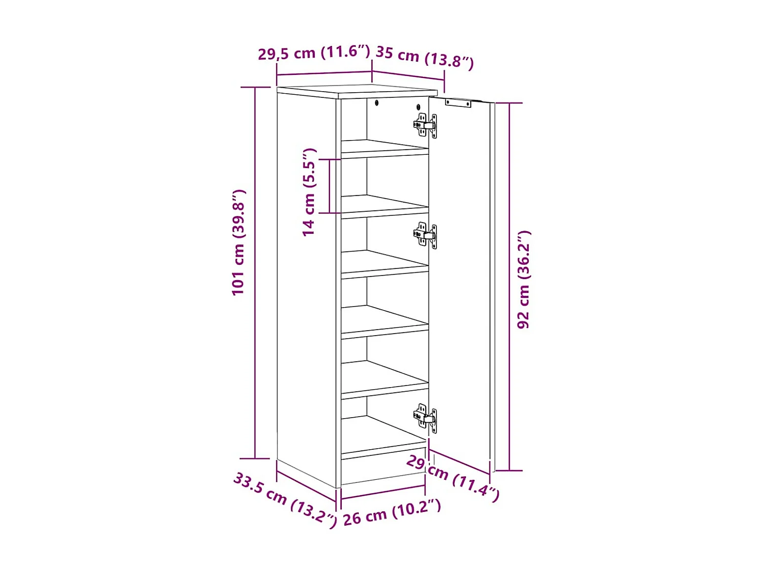 Schuhschrank Altholz-Optik 29,5x35x100,5 cm Holzwerkstoff