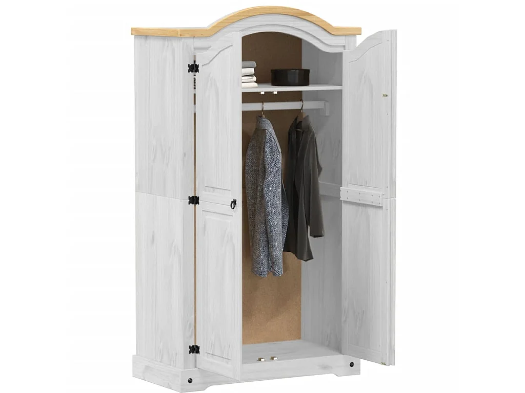 Garde-robe Corona blanc 102x52x186 cm bois de pin massif