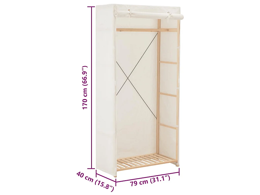 Garde-robe Blanc 79 x 40 x 170 cm Tissu