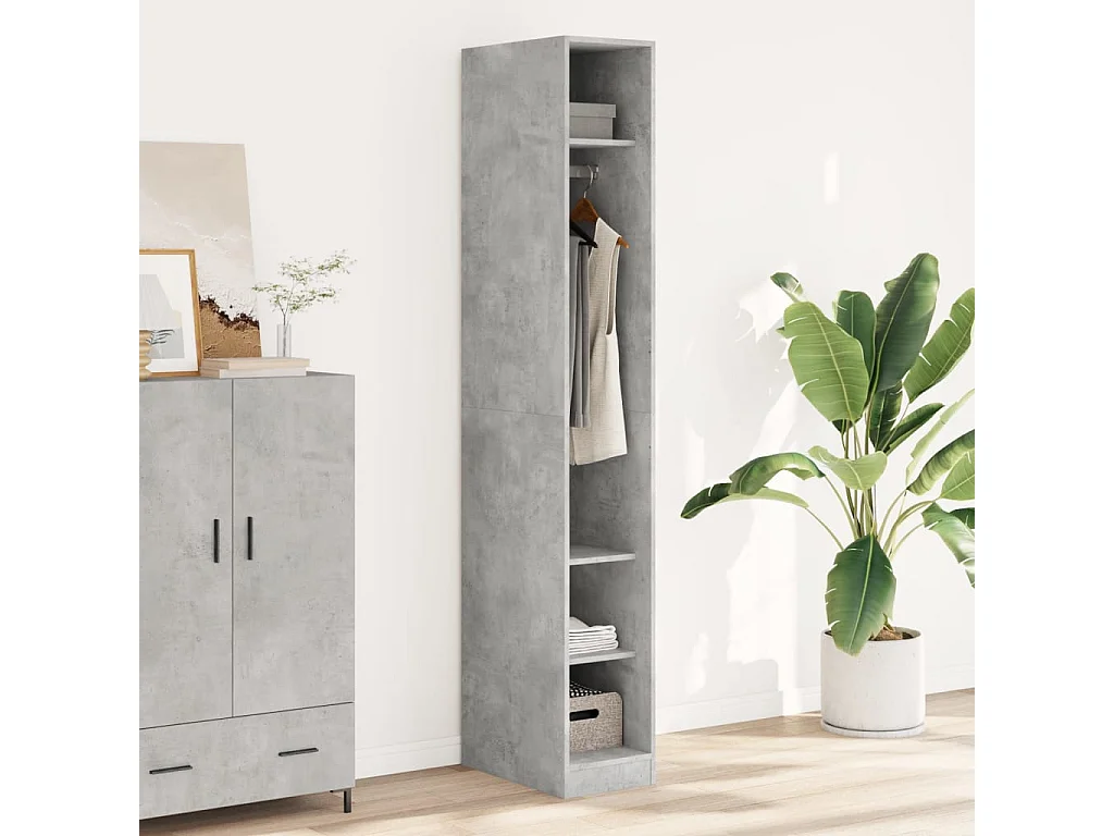 Armadio Grigio Cemento 30x50x200 cm in Legno Multistrato