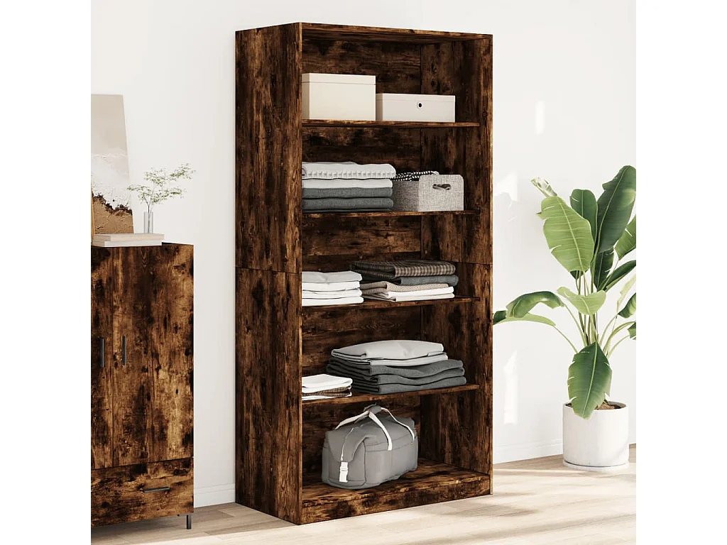 Armario madera contrachapada color roble ahumado 100x50x200 cm