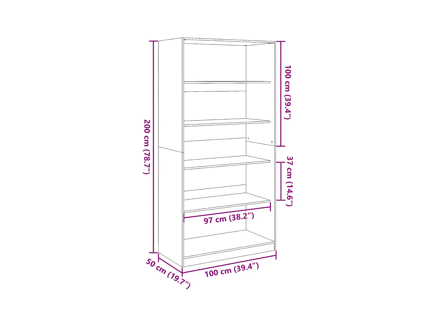 Kledingkast 100x50x200 cm bewerkt hout gerookt eikenkleurig