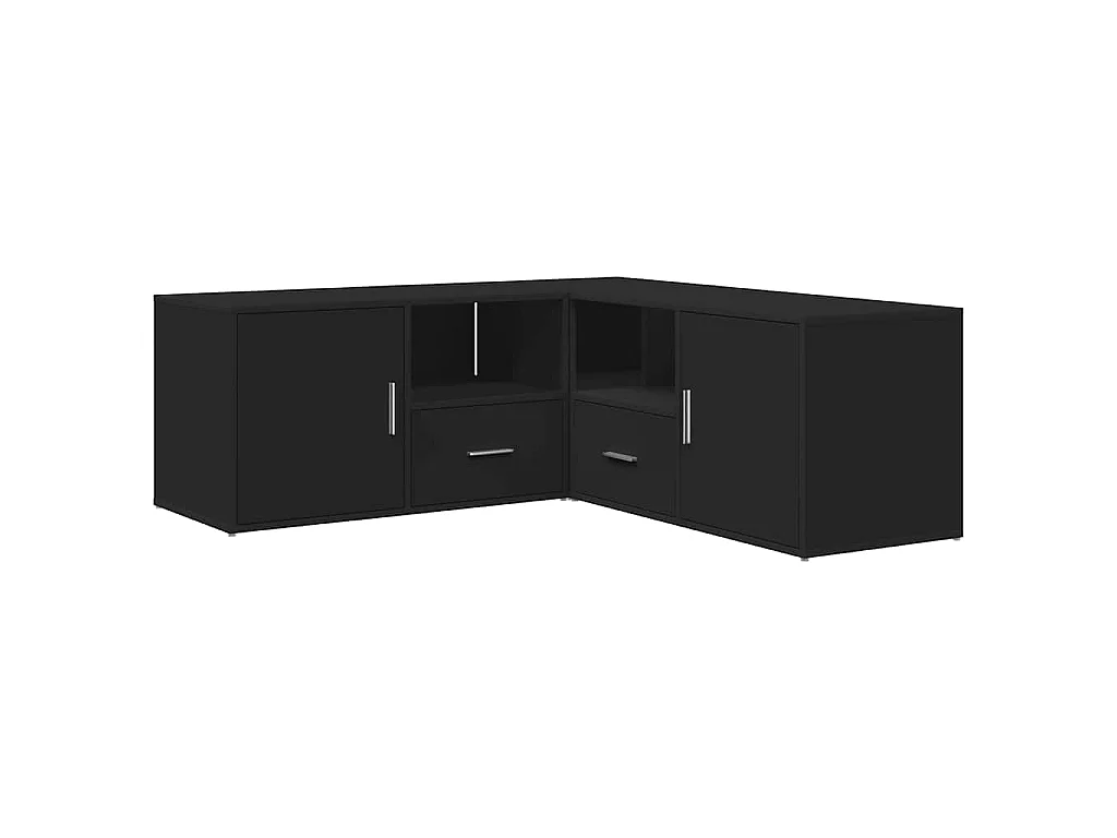 Mueble de esquina madera de ingeniería negro 200x40x45 cm