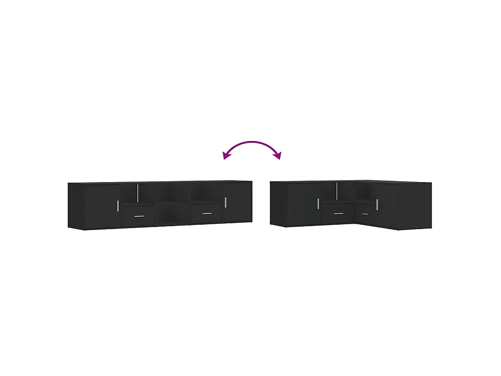 Mueble de esquina madera de ingeniería negro 200x40x45 cm