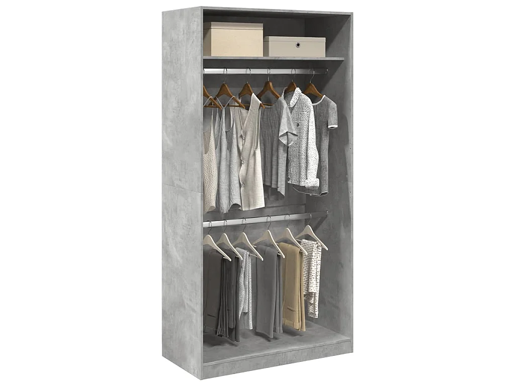 Armadio Grigio Cemento 100x50x200 cm in Legno Multistrato
