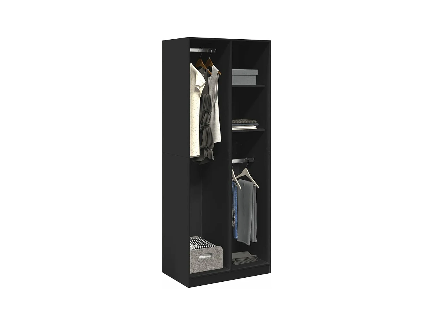 Garde-robe noir 80x50x200 cm bois d'ingénierie