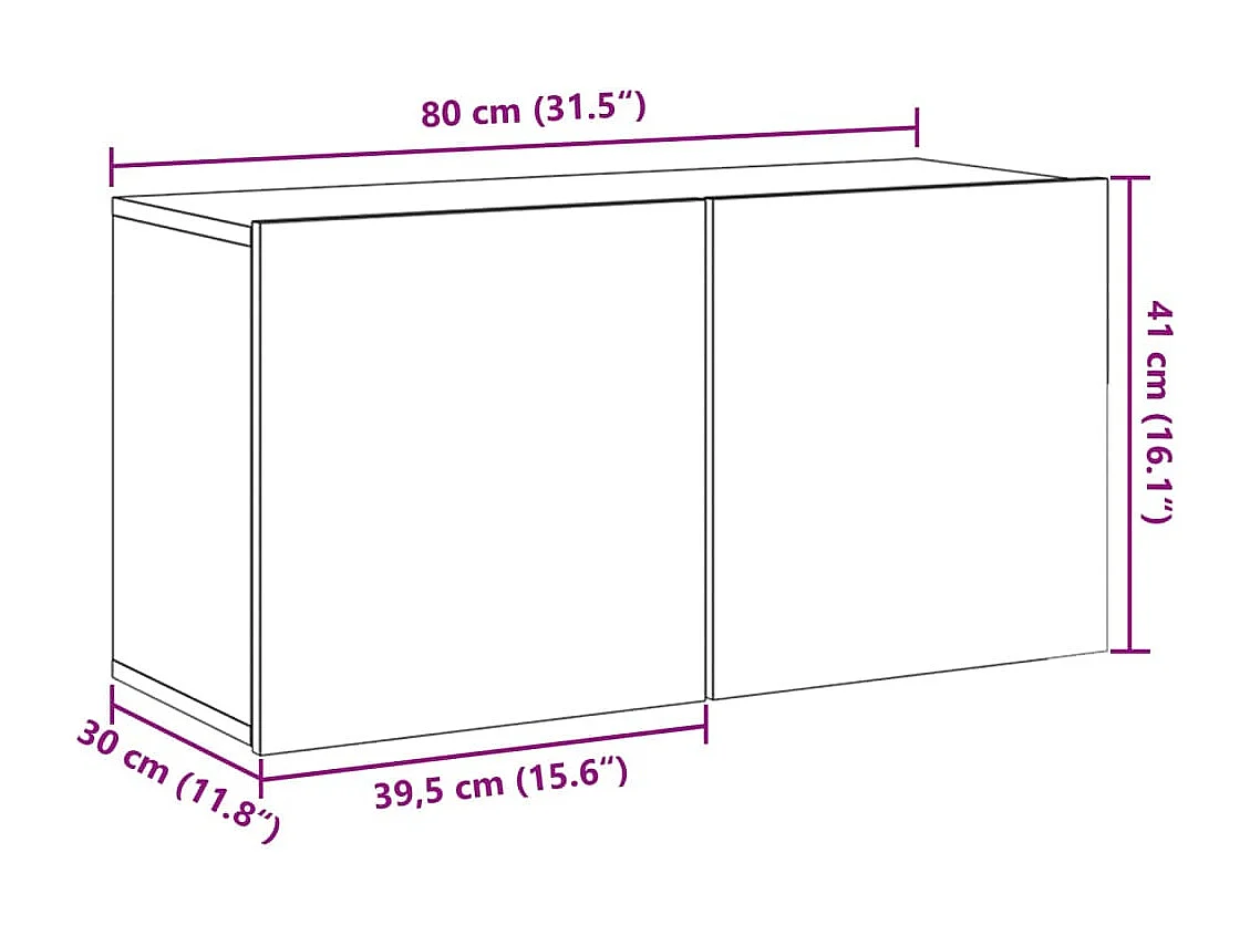 TV-Wandschrank Altholz-Optik 80x30x41 cm