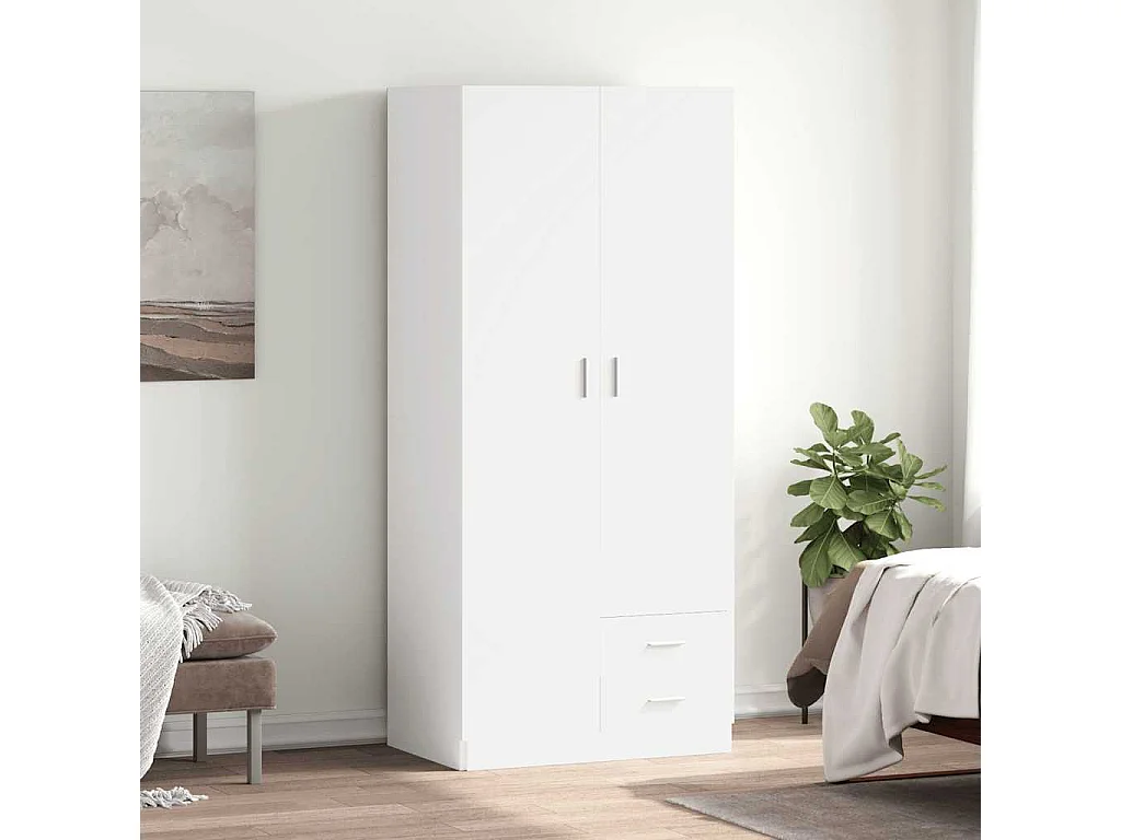 Kledingkast 80x52x180 cm bewerkt hout wit