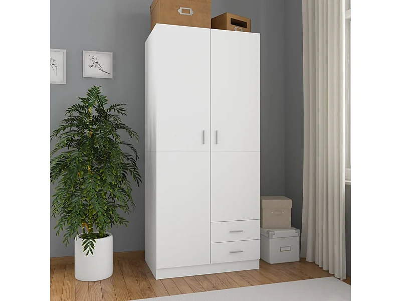 Kledingkast 80x52x180 cm bewerkt hout wit