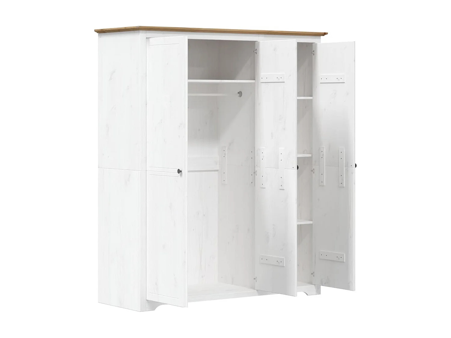 Armadio BODO 146x53,5x173 cm Legno Massello Pino Bianco Marrone