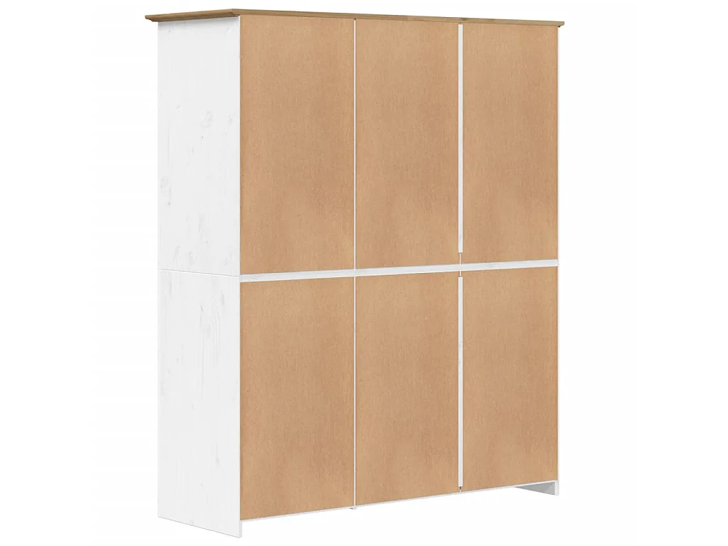 Garde-robe BODO blanc marron 146x53,5x173 cm bois massif de pin