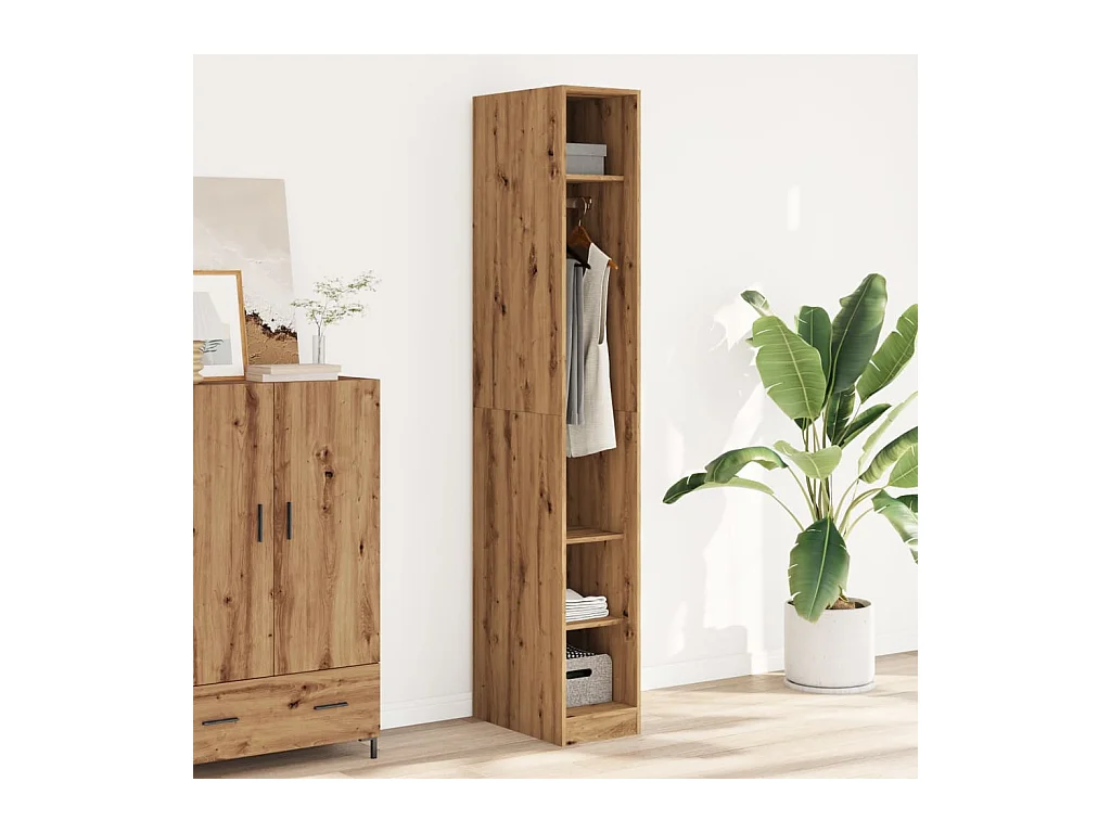 Garde-robe chêne artisanal 30x50x200 cm bois d'ingénierie