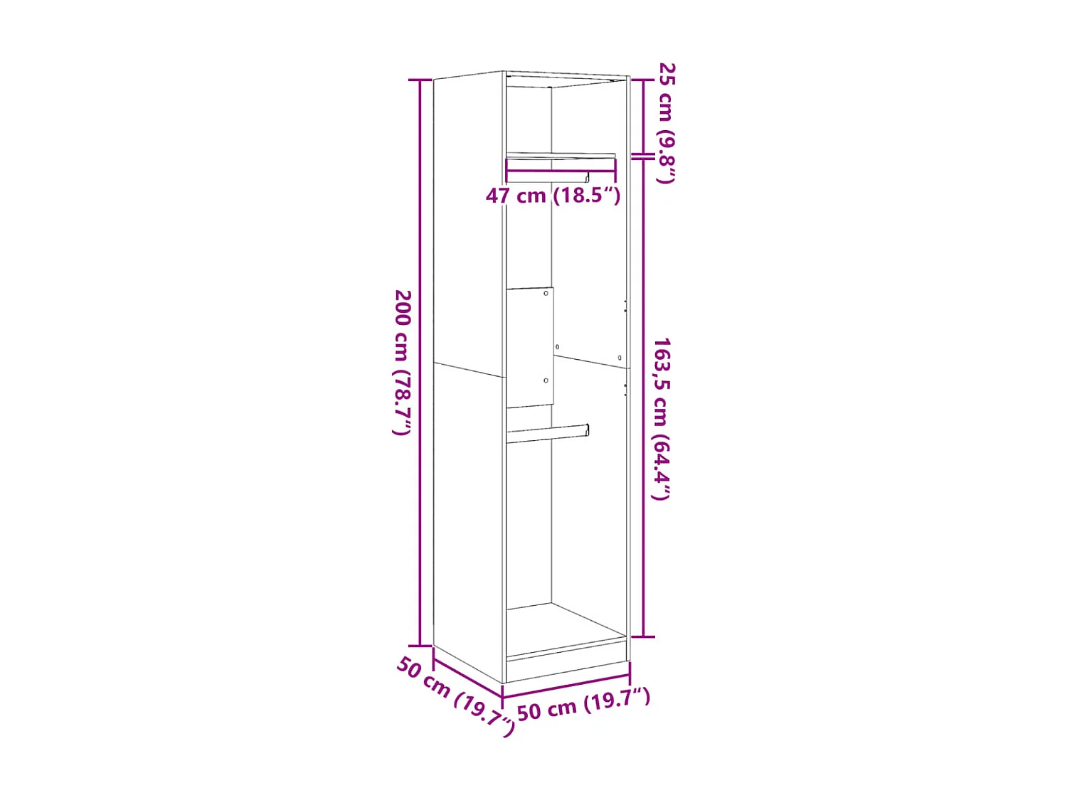 Kleiderschrank Artisan-Eiche 50x50x200 cm Holzwerkstoff