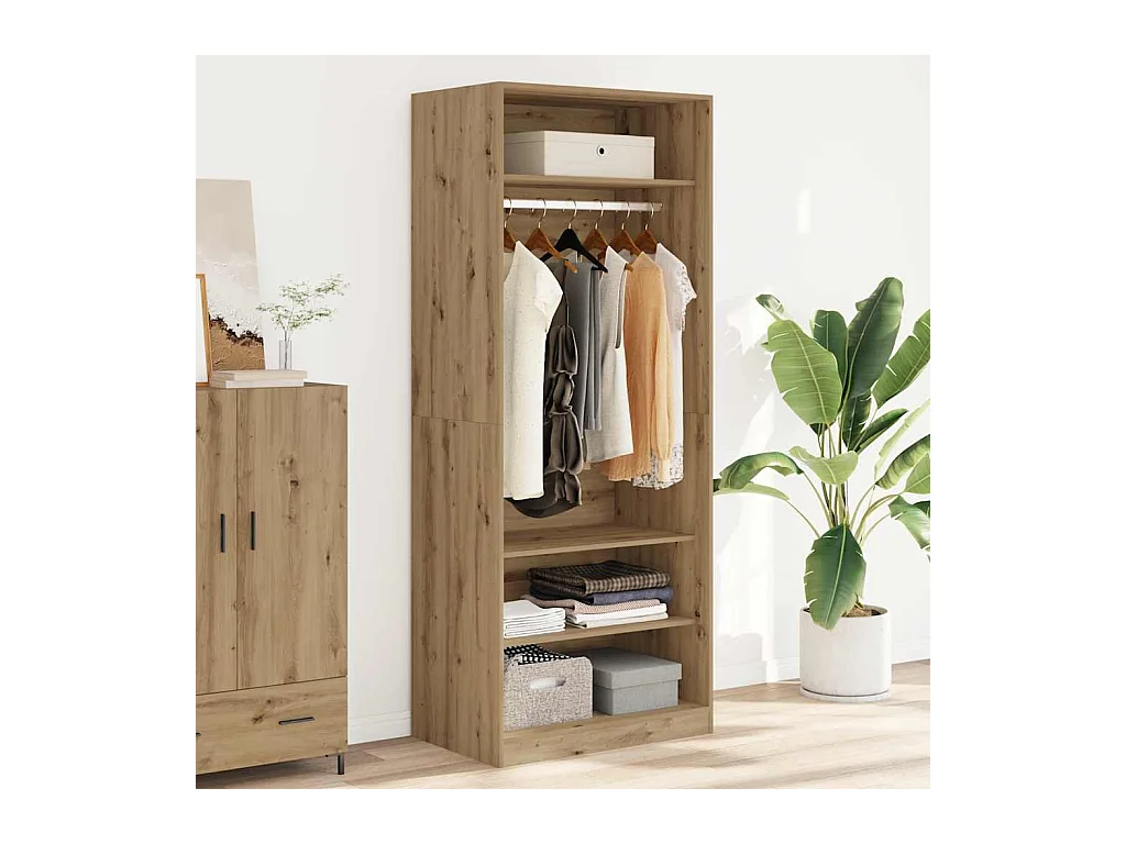 Garde-robe chêne artisanal 80x50x200 cm bois d'ingénierie