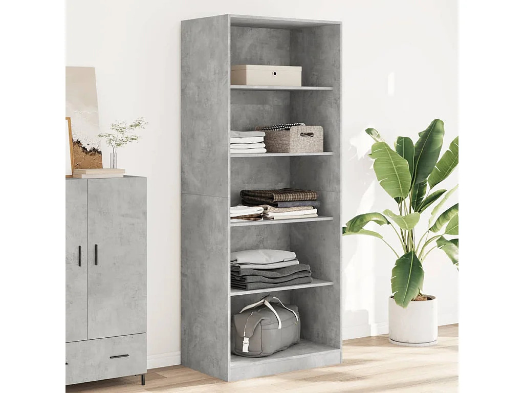 Garde-robe gris béton 80x50x200 cm bois d'ingénierie