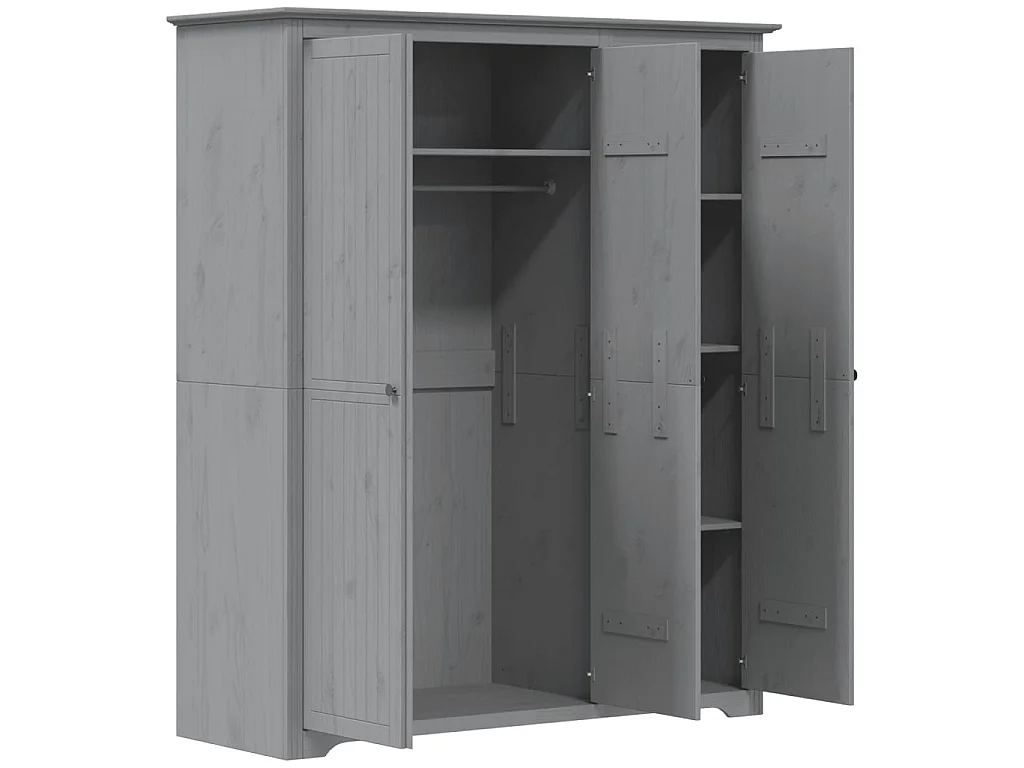 Kleiderschrank BODO Grau 146x53,5x173 cm Massivholz Kiefer