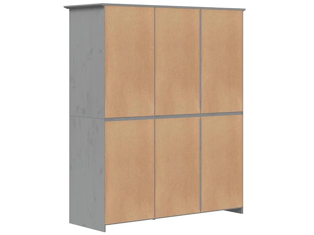 Kleiderschrank BODO Grau 146x53,5x173 cm Massivholz Kiefer