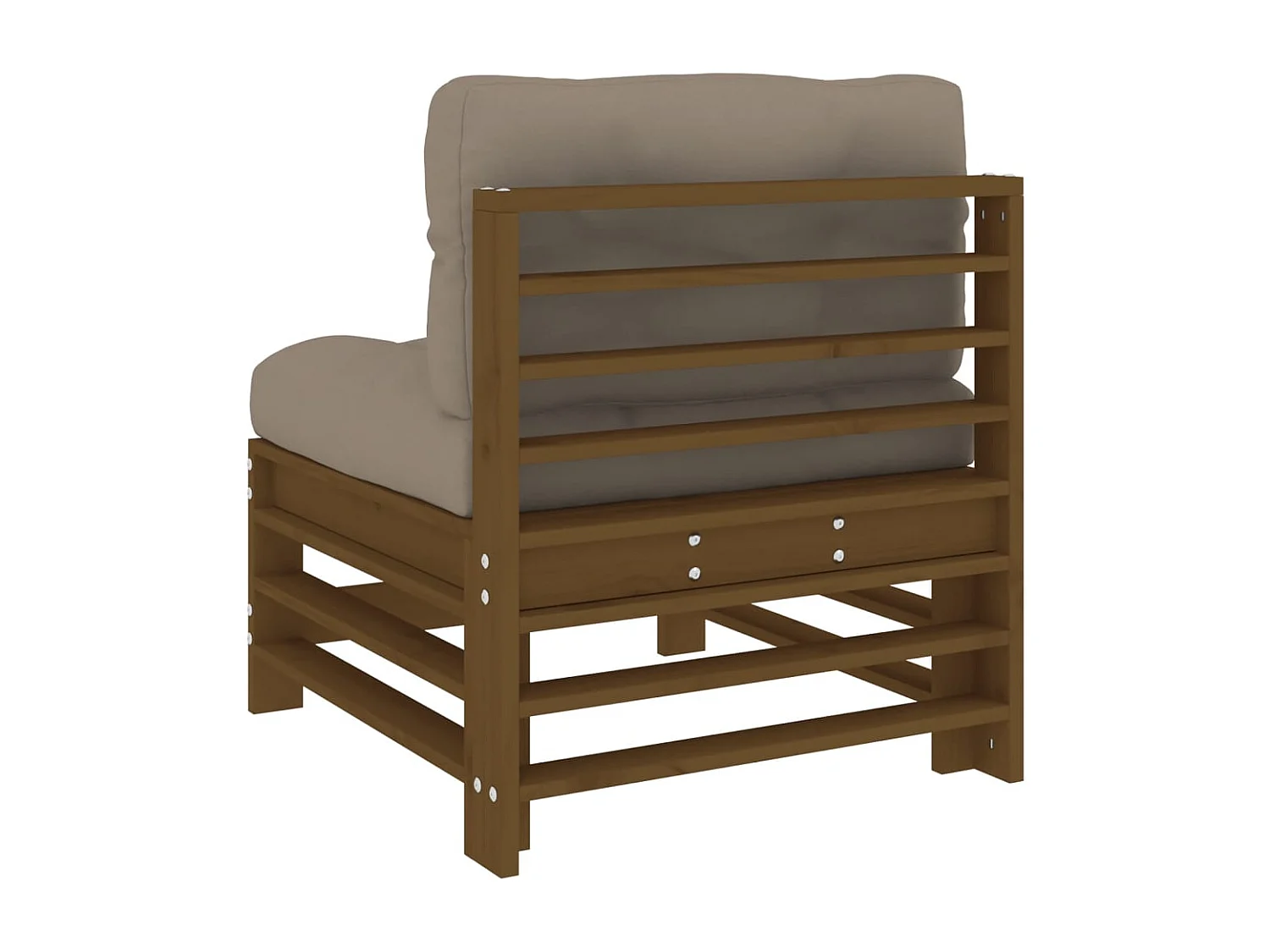 Canapé central avec coussins marron miel bois de pin solide