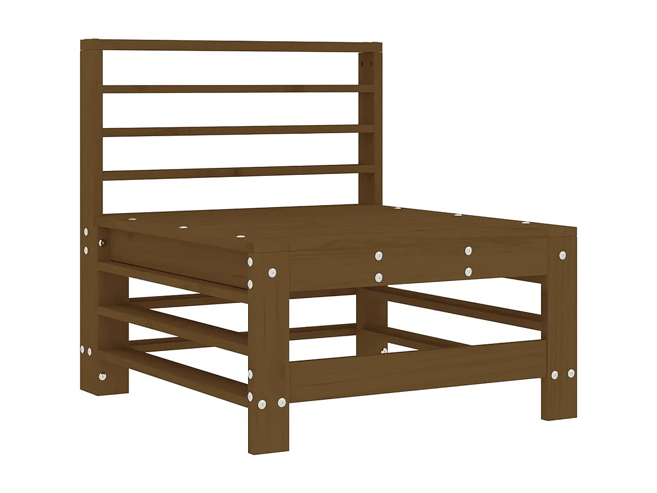 Canapé central avec coussins marron miel bois de pin solide