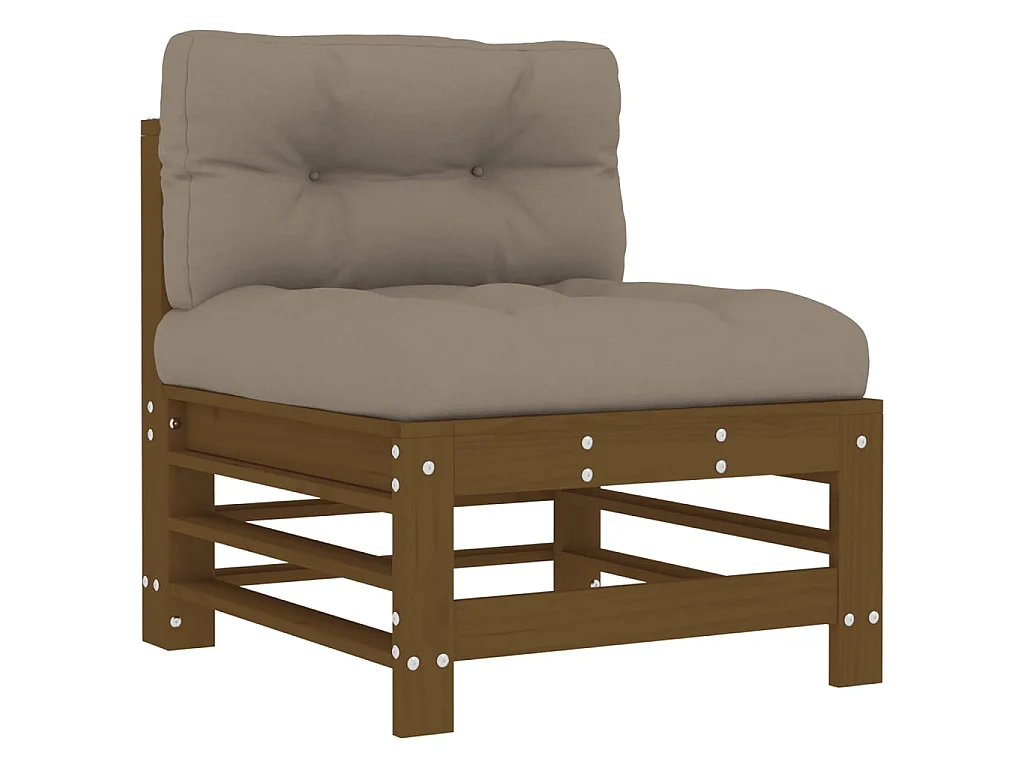 Mittelsofa mit Kissen Honigbraun Massivholz Kiefer
