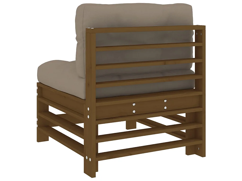 Mittelsofa mit Kissen Honigbraun Massivholz Kiefer