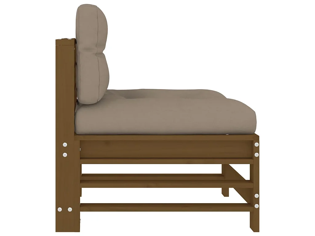 Mittelsofa mit Kissen Honigbraun Massivholz Kiefer