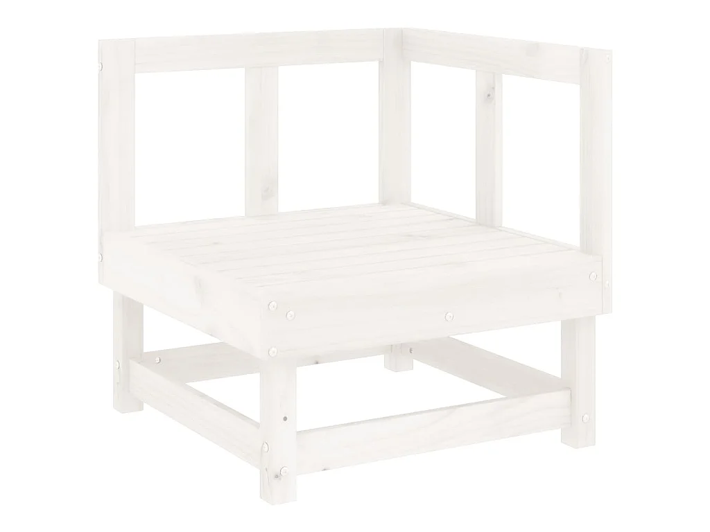 Canapé d'angle de jardin blanc bois de pin massif