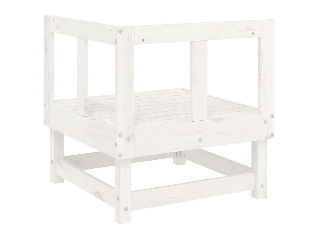 Canapé d'angle de jardin blanc bois de pin massif