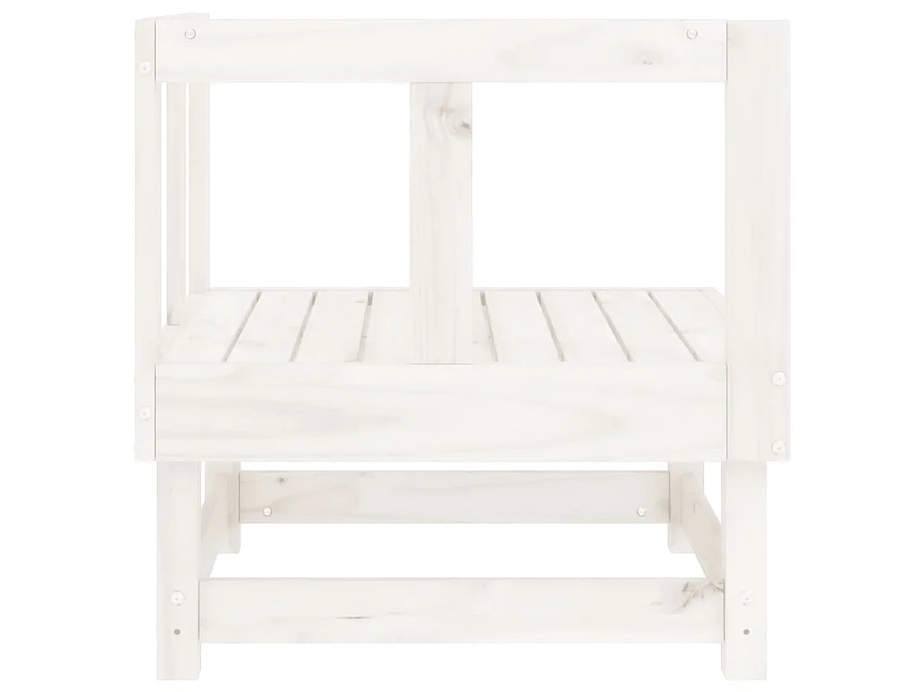 Canapé d'angle de jardin blanc bois de pin massif