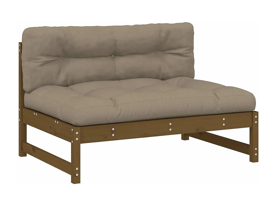 Canapé central 120x80 cm marron miel bois de pin massif