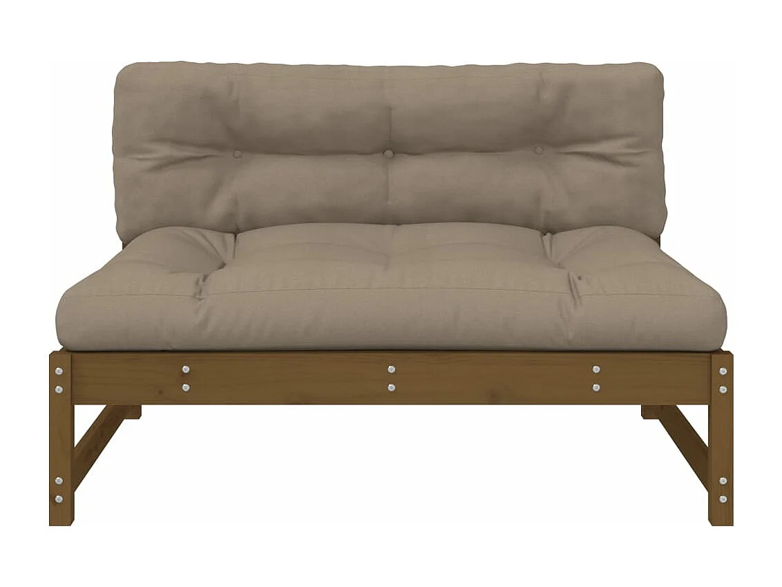 Canapé central 120x80 cm marron miel bois de pin massif