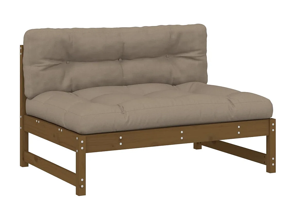 Canapé central 120x80 cm marron miel bois de pin massif