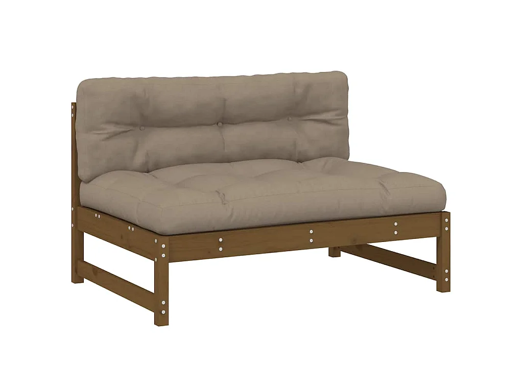 Canapé central 120x80 cm marron miel bois de pin massif