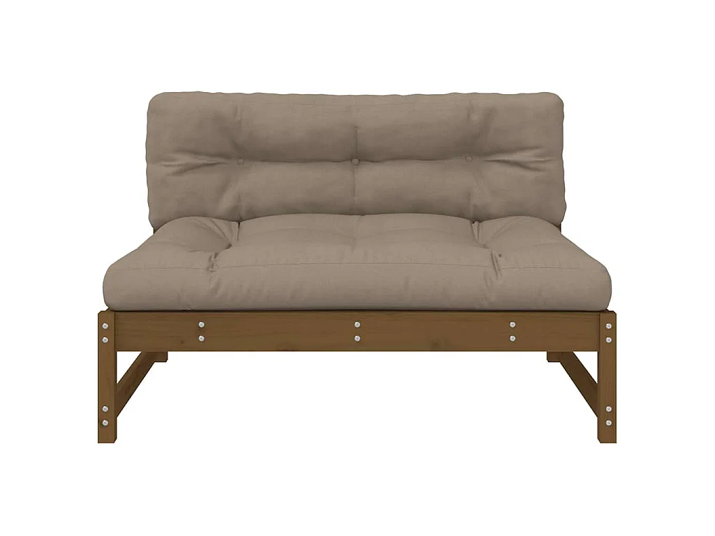 Canapé central 120x80 cm marron miel bois de pin massif