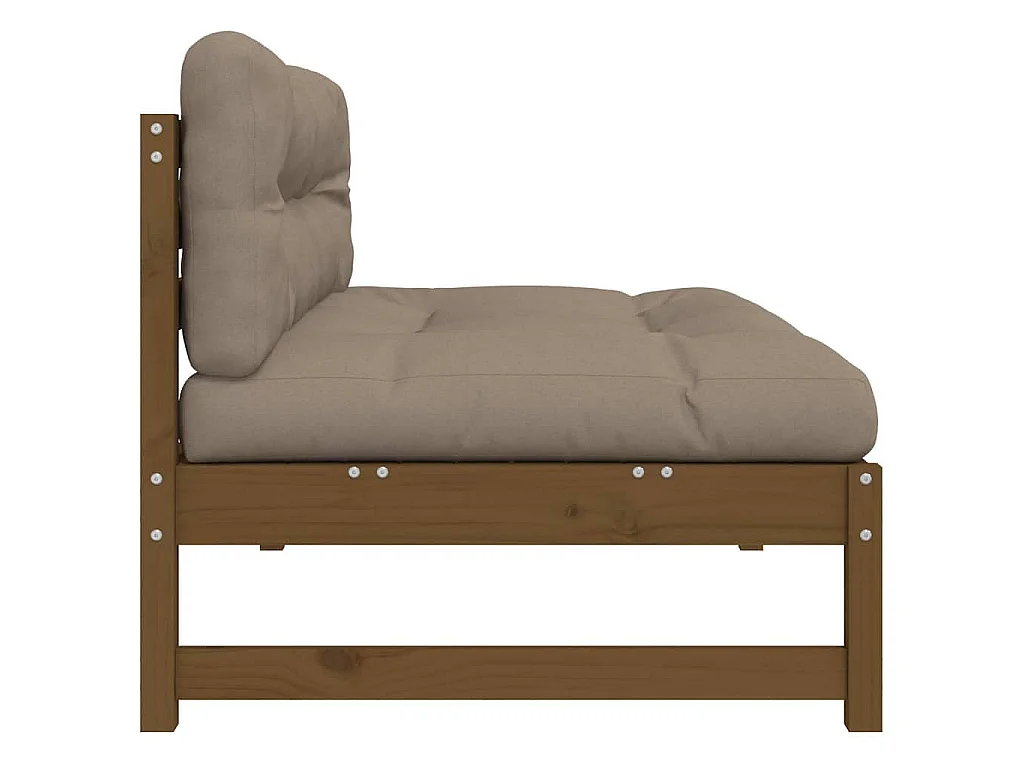 Canapé central 120x80 cm marron miel bois de pin massif