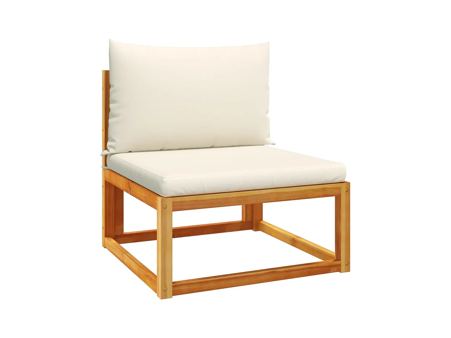 Canapé de jardin sans accoudoirs avec coussins en bois d'acacia et rotin