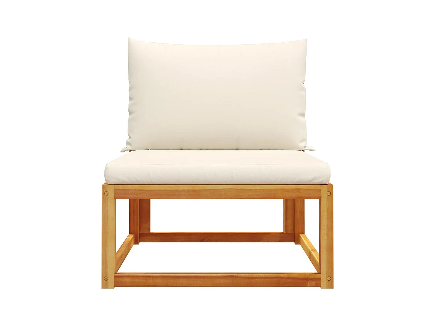 Canapé de jardin sans accoudoirs avec coussins en bois d'acacia et rotin