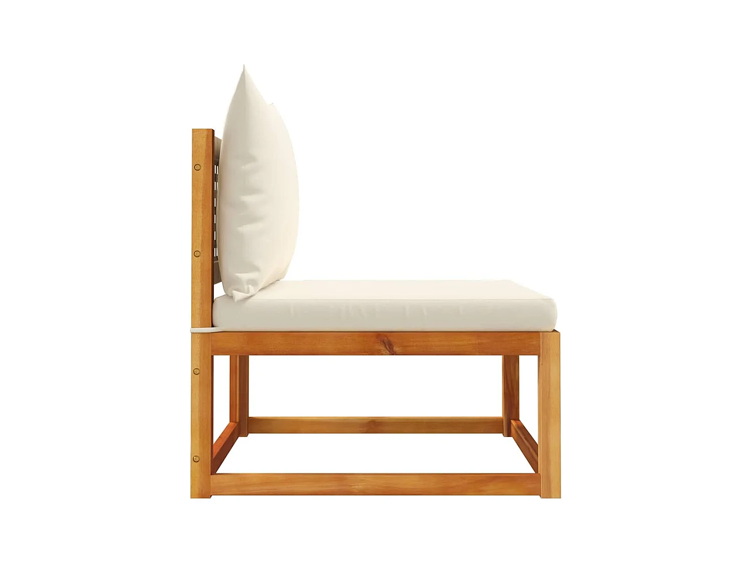 Canapé de jardin sans accoudoirs avec coussins en bois d'acacia et rotin