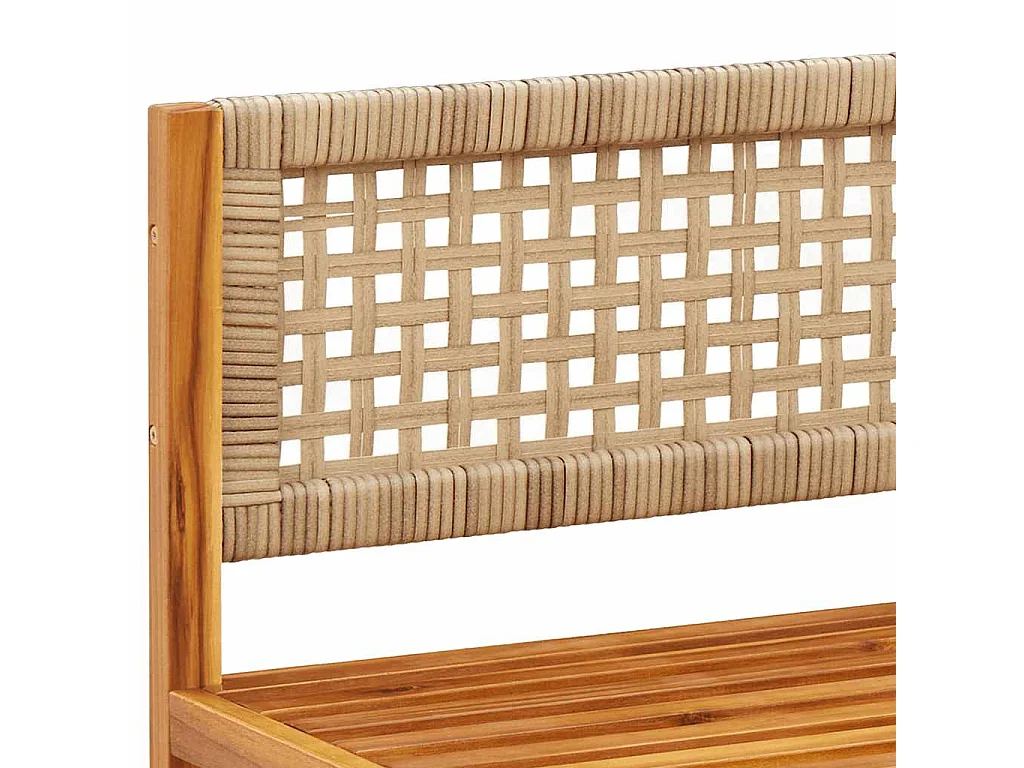 Canapé de jardin sans accoudoirs avec coussins en bois d'acacia et rotin