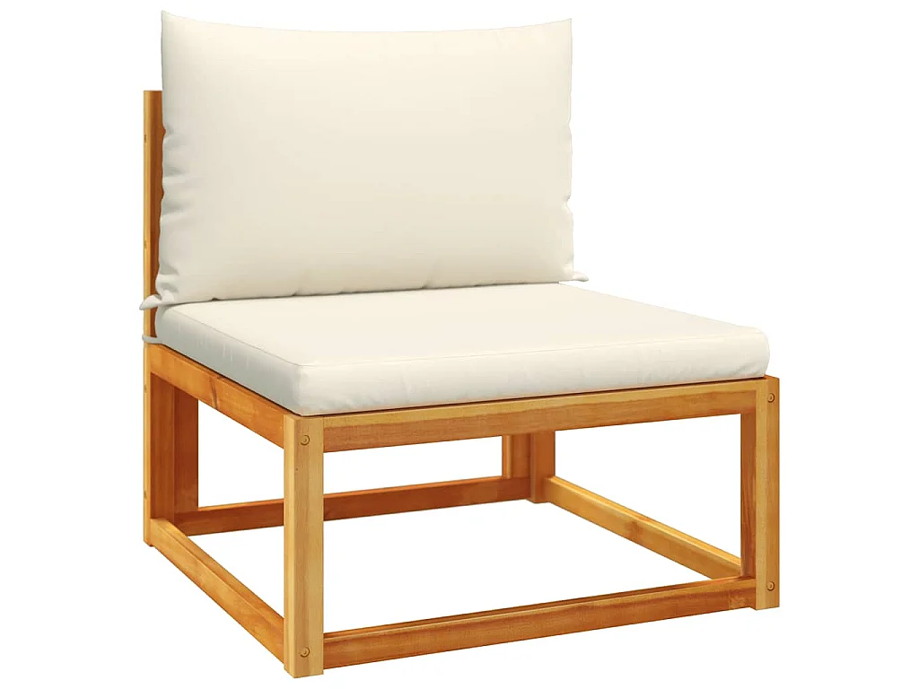Canapé de jardin sans accoudoirs avec coussins en bois d'acacia et rotin