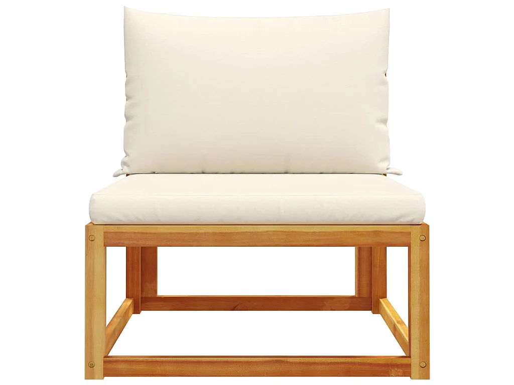Canapé de jardin sans accoudoirs avec coussins en bois d'acacia et rotin