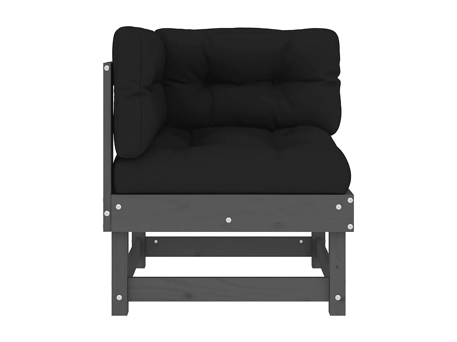 Canapés d'angle avec coussins 2 pcs gris bois de pin massif