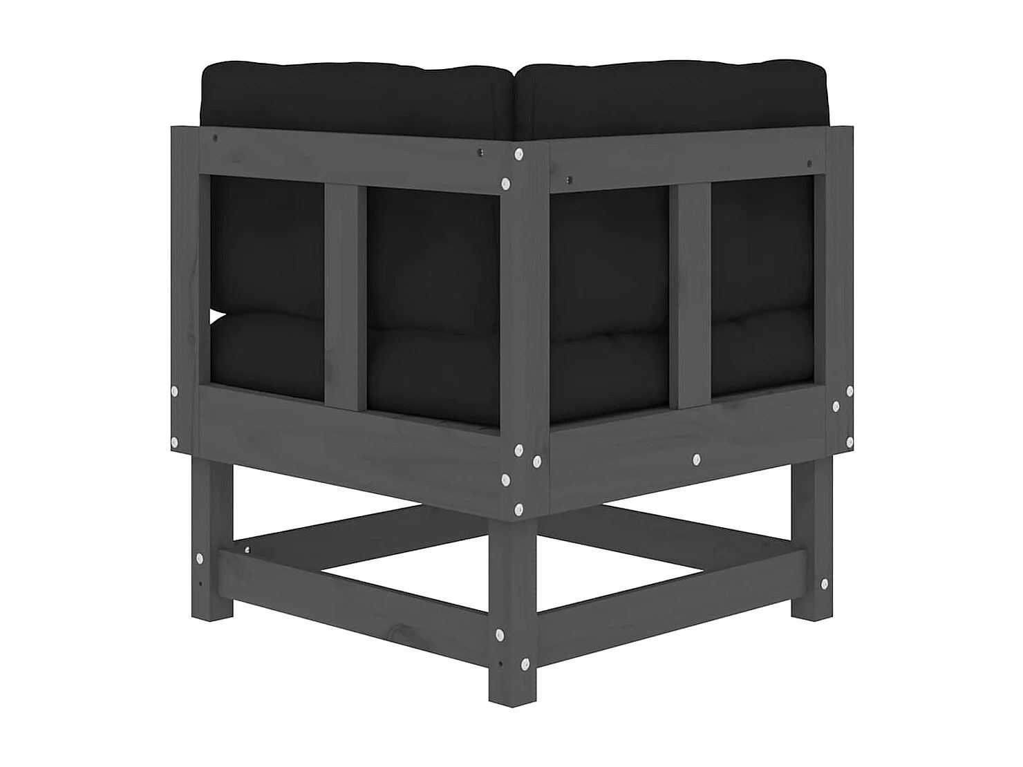 Canapés d'angle avec coussins 2 pcs gris bois de pin massif