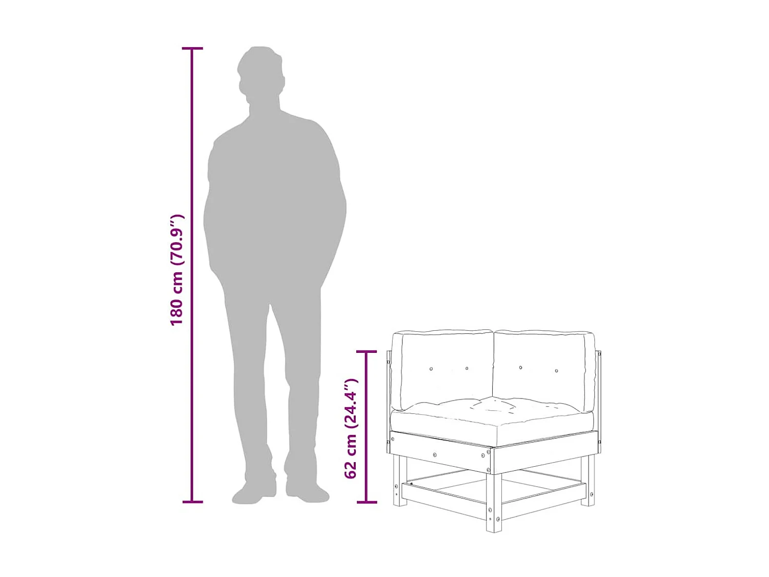 Hoekbanken 2 st met kussens massief grenenhout grijs