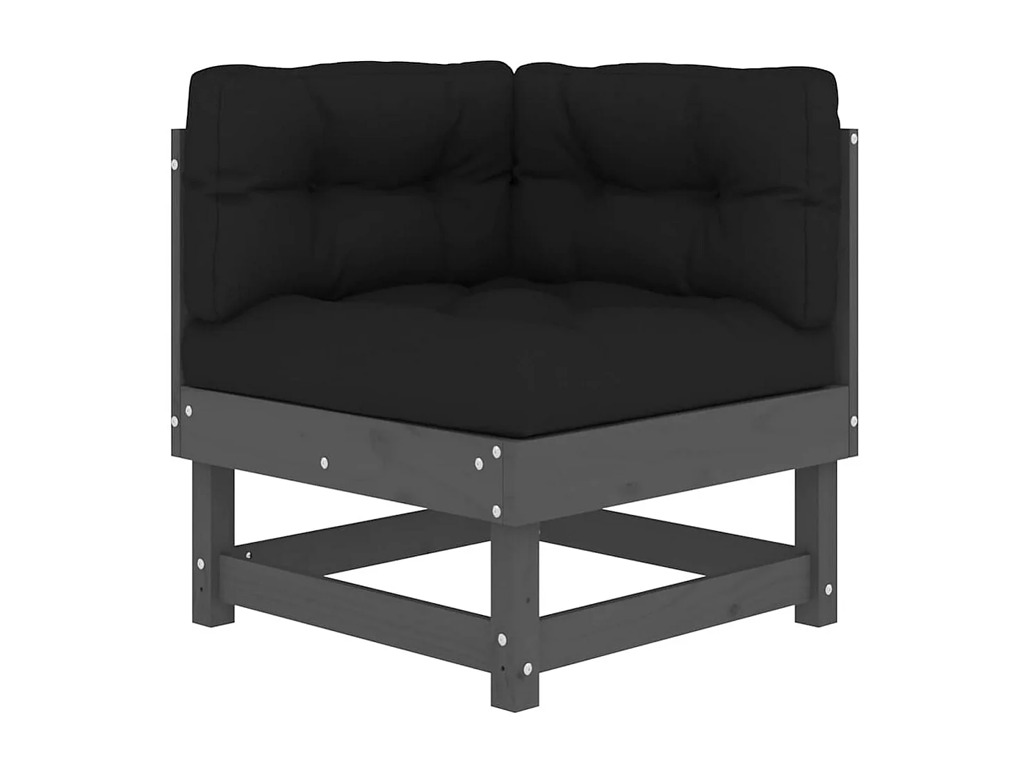 Hoekbanken 2 st met kussens massief grenenhout grijs