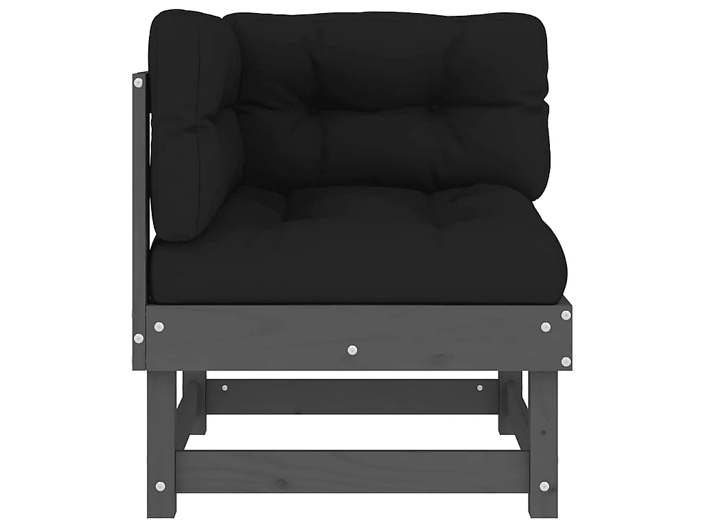 Ecksofas mit Kissen 2 Stk. Grau Massivholz Kiefer
