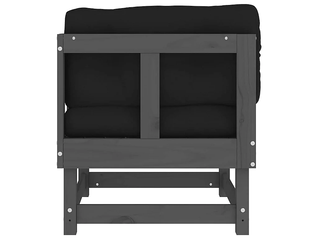 Ecksofas mit Kissen 2 Stk. Grau Massivholz Kiefer
